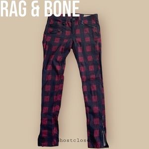 Rag & bone red buffalo check skinny jeans- 27